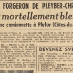 Guerlesquin Pleyber-Christ Thomas André Le Télégramme de Brest 10 Janvier 1955
