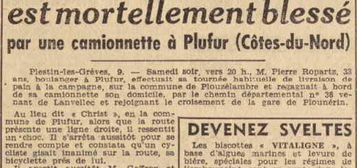 Guerlesquin Pleyber-Christ Thomas André Le Télégramme de Brest 10 Janvier 1955