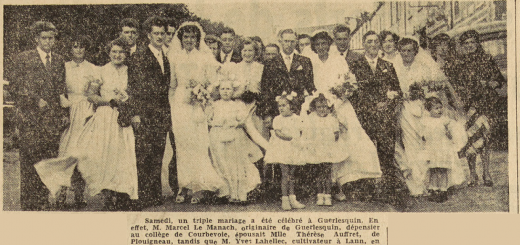 Guerlesquin Triple mariage Le Télégramme de Brest 11 août 1952