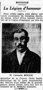 Dinéault Légion d'honneur Boulic Corentin Le Petit Breton 3 novembre 1935