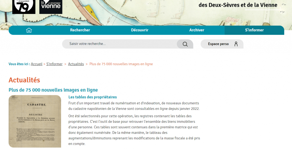 Archives de la Vienne Cadastre en ligne