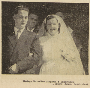 Landivisiau Mariage Marsollier André avec Guéguen Jeanne Le Télégramme 5 août 1953