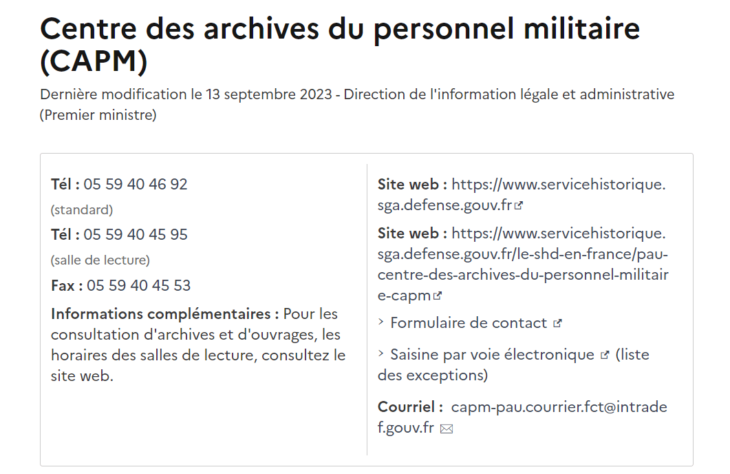 Etat signalétique militaire