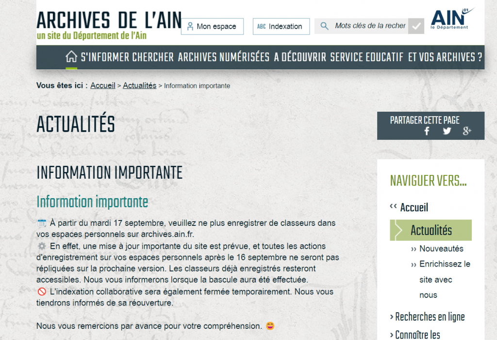 Archives de l'Ain mise a jour