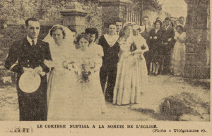 Milizac Mariage Tréguer Cyprienavec Lannuzel Marie-Louise Le Télégramme du 17 Juillet 1952