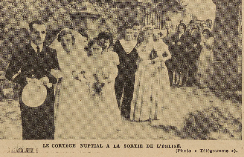 Milizac Mariage Tréguer Cyprienavec Lannuzel Marie-Louise Le Télégramme du 17 Juillet 1952
