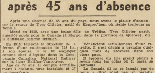 Plounéour-Trez Ollivier Yves Le Télégramme de Brest 20 Août 1955