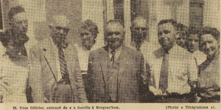 Plounéour-Trez de retour du Canada Ollivier Yves Le Télégramme de Brest 20 Août 1955