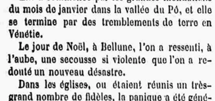 Tremblement de Terre Italie 1873 Le Finistère Dimanche 4 Janvier 1874