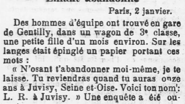 Enfant abandonné Paris 1900