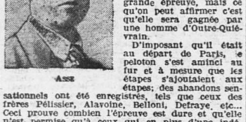 14e Tour de France cycliste Asse Robert Ouest-Éclair 9 juillet 1920