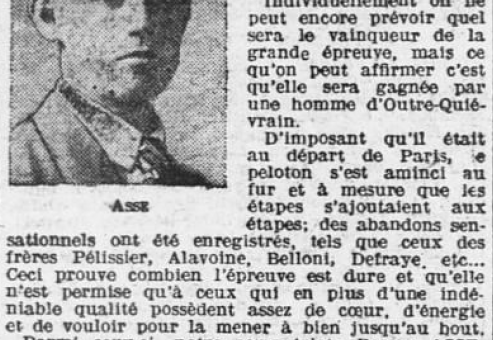 14e Tour de France cycliste Asse Robert Ouest-Éclair 9 juillet 1920