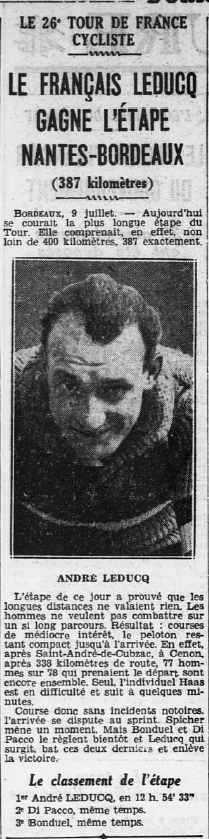 26e Tour de France cycliste Leducq André Ouest-Éclair 10 juillet 1932