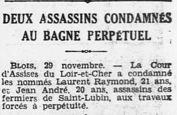 Blois condamnés au bagne Ouest Eclair 30 Novembre 1934