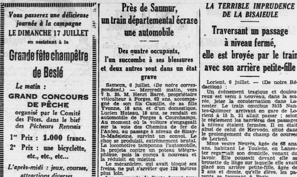 Forges (Maine-et-Loire) Barré Henri Ouest-Éclair 7 juillet 1932