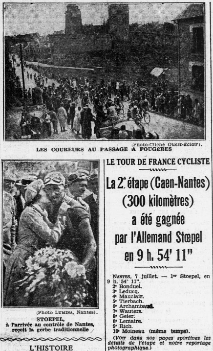 Tour de France 1932 2e étape Ouest-Éclair 8 juillet 1932