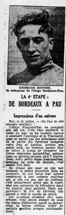 4e étape Bordeaux Pau Ouest-Éclair 12 juillet 1932