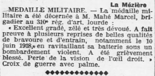 La Mézière Marcel Mahé Ouest-Éclair 18 juillet 1920