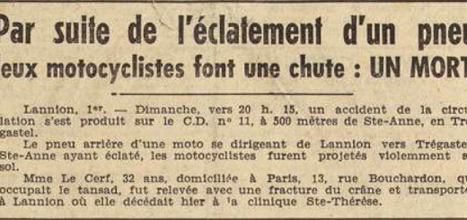 Lannion Le Cerf Mme Le Télégramme de Brest et de l'Ouest 2 Août 1955
