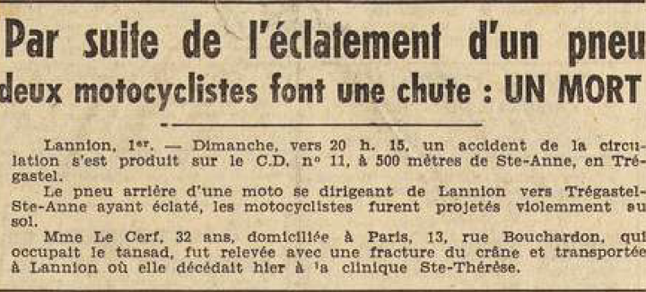 Lannion Le Cerf Mme Le Télégramme de Brest et de l'Ouest 2 Août 1955