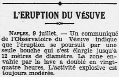 Naples Italie Eruption du Vésuve Ouest-Éclair 10 juillet 1930