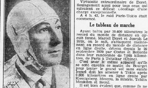Raid Paris Tokio Dorex Le Brix Ouest-Éclair 13 juillet 1931