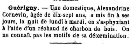 Guérigny Cornevin Alexandrine Le Courrier de la Nièvre 4 Janvier 1883
