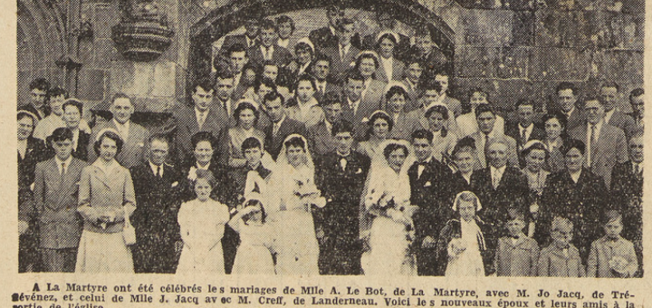 La Martyre mariage Le Bot avec Jacq Le Télégramme de Brest 4 mai 1955