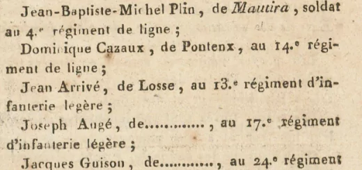 Militaires des Landes morts à la bataille d'Austerlitz Journal des Landes 6 Mars 1807