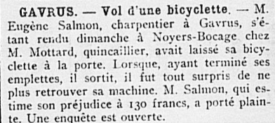 Gavrus Eugène Simon La Croix du calvados 7 Janvier 1910