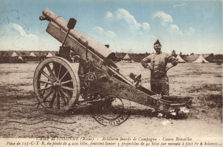 Artillerie lourde canon Rimailho de 155 1914 1918