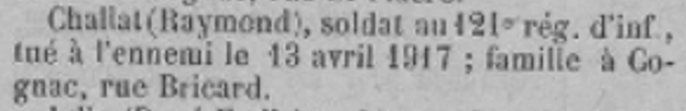 Challat Raymond Ere des Charentes 1 Juin 1917