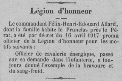 Légion d'honneur commandant Félix Henri Edouard Allard 1917