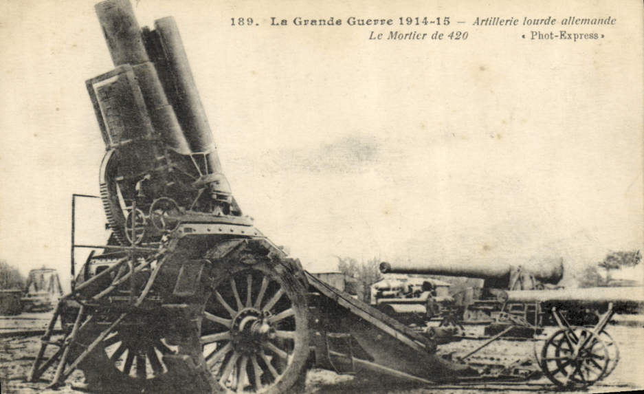 Mortier de 420 artillerie lourde Allemande 1914 1918
