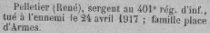 Pelletier René 401e régiment d'infanterie