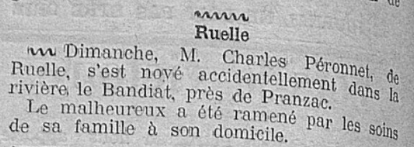 Ruelle Péronnet Charles La Charente 1 Août 1916