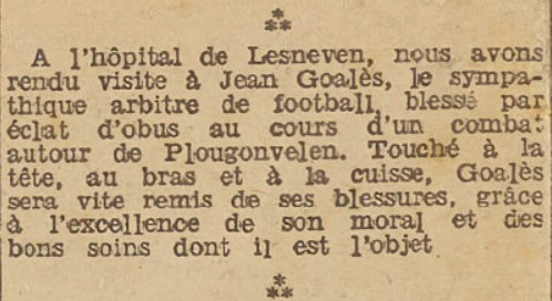 Goalès Jean Lesneven Le Télégramme 18 Septembre 1944
