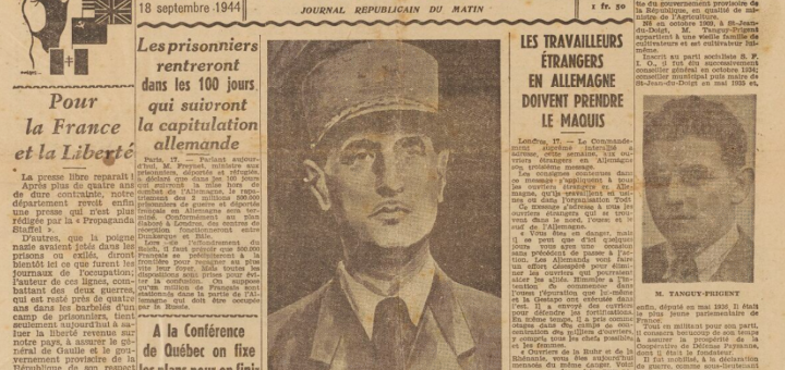 Le Télégramme 18 septembre 1944 général de gaulle