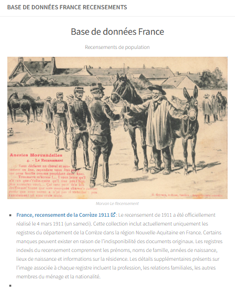 Base de donnée France Recensements de population