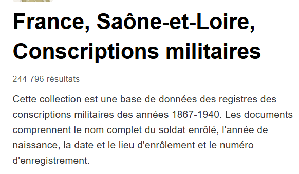 Base de donnée conscriptions militaires 1867 1940 Saône et Loire