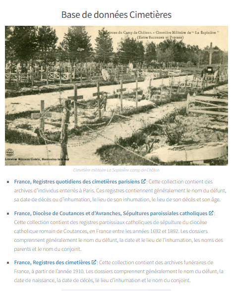Base de données cimetières