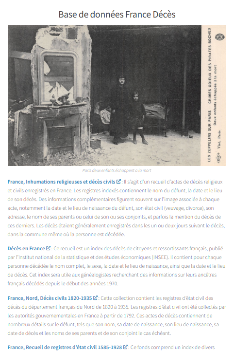 Base de données décès