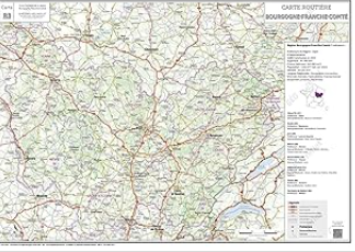Carte routière de la région Bourgogne-Franche-Comté Poster