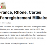 Cartes d'enregistrement militaires nés de 1865 à 1932 Rhône