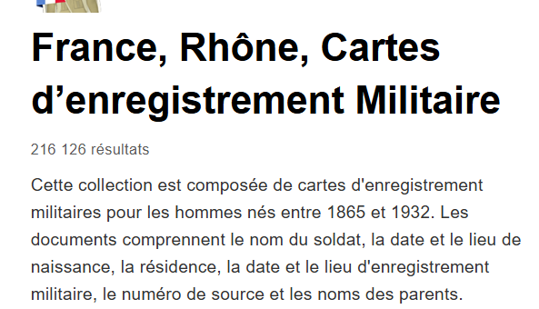 Cartes d'enregistrement militaires nés de 1865 à 1932 Rhône