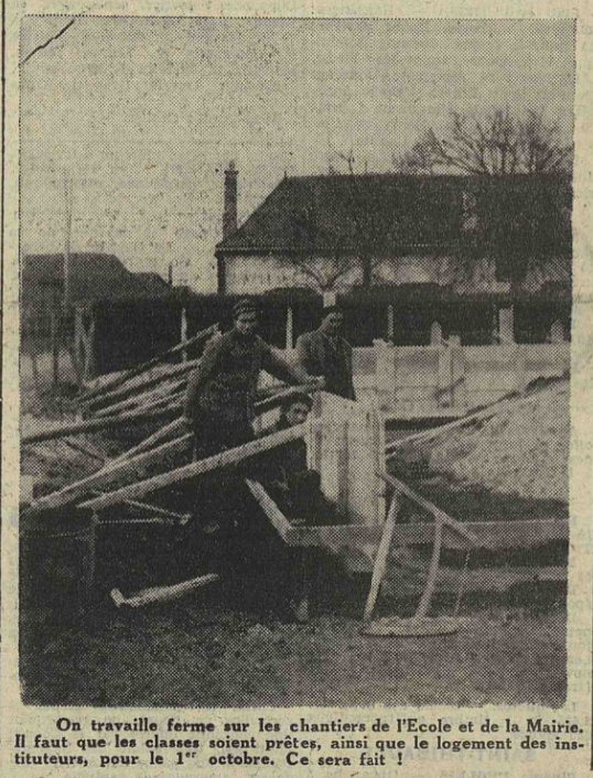 Courteranges 1957 travaux Ecole et Mairie