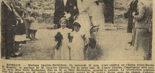 Romily Mariage Jacques Charles Barbichon Nelly L'Est Eclair 1 juillet 1954