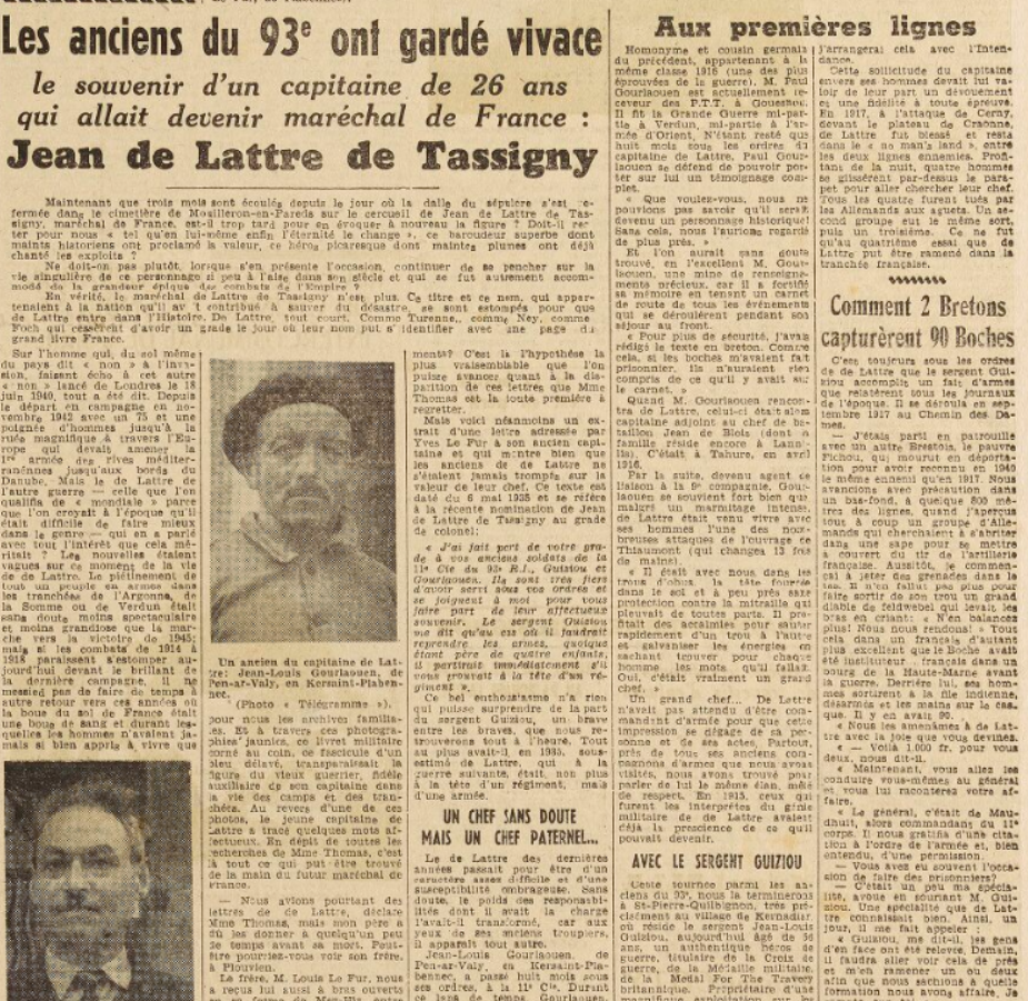 93e Régiment d'infanterie Le Télégramme 16 Avril 1952