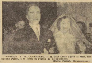 Plouguerneau Mariage Urguen Jean Louis Perros Yvonne Le Télégramme de Brest 10 Septembre 1955