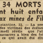 Mines de Fila Constantine 34 morts Le Télégramme de Brest et de l'Ouest 24 Août 1955